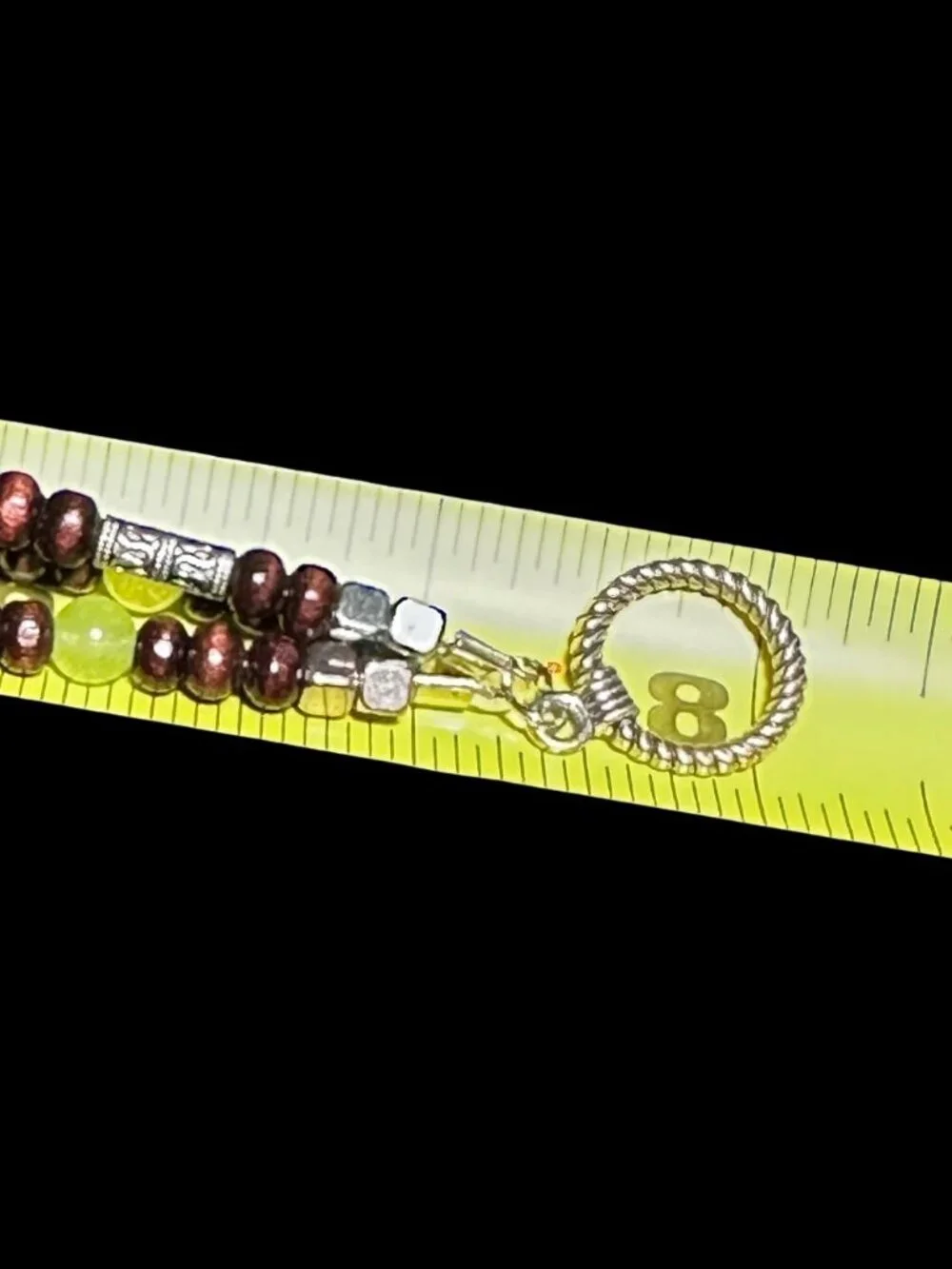 Beaded Bracelet Toggle Closure Wood Beads Green Silver Tone Womens Jewelry NWOT